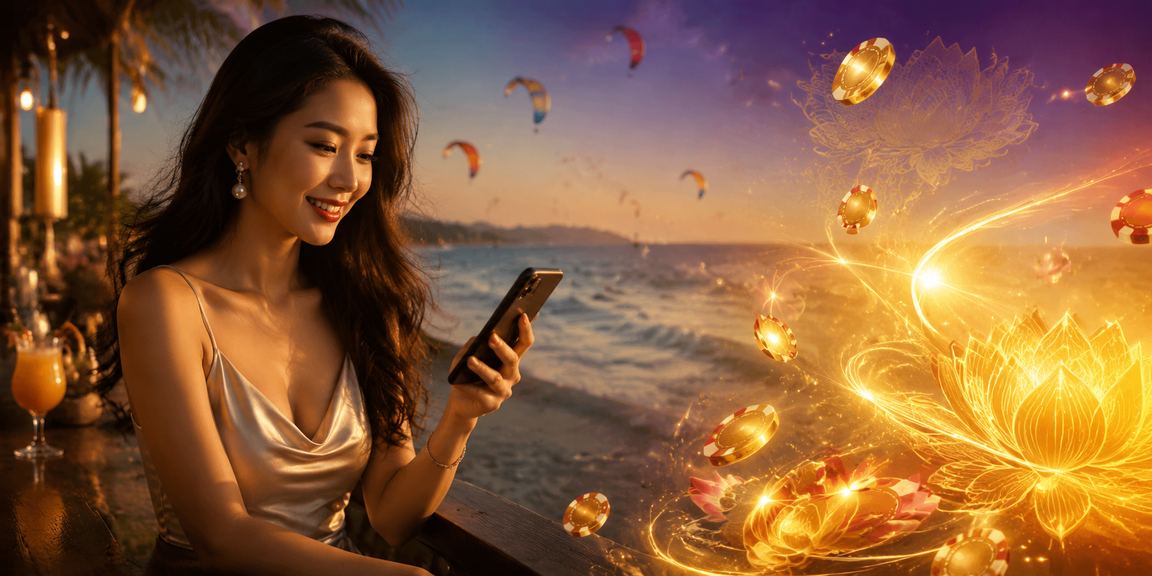Người chơi tại Mũi Né trải nghiệm slot game trên điện thoại bên bờ biển